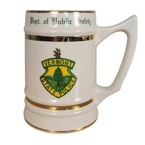 Vermont State Police Dept of Public Safety Buntingware Ceramic Beer Stein 5"X4"